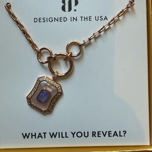 Gold-Tone Pendant Necklace with Lavender Center Stone